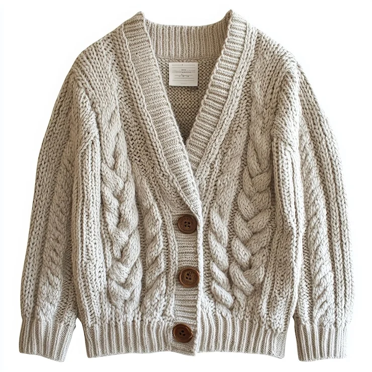 Cardigan tejido color natural