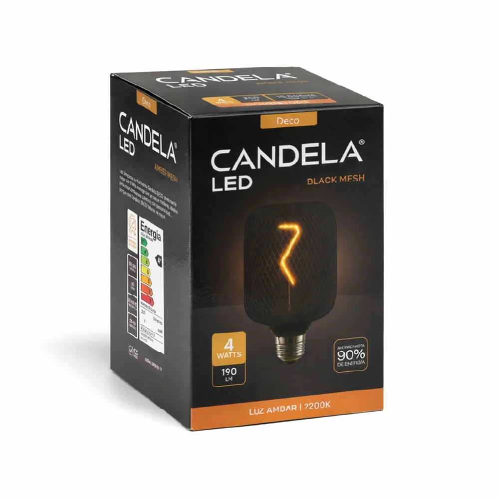 LAMPARA MESH BLACK CUBO 4W CALIDA FILAMENTO CANDELA