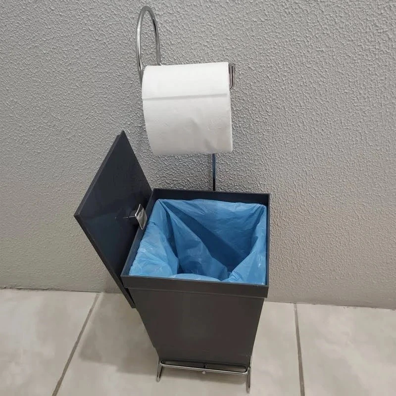 CESTO DE BASURA CON PORTA PAPEL GRIS STOLF
